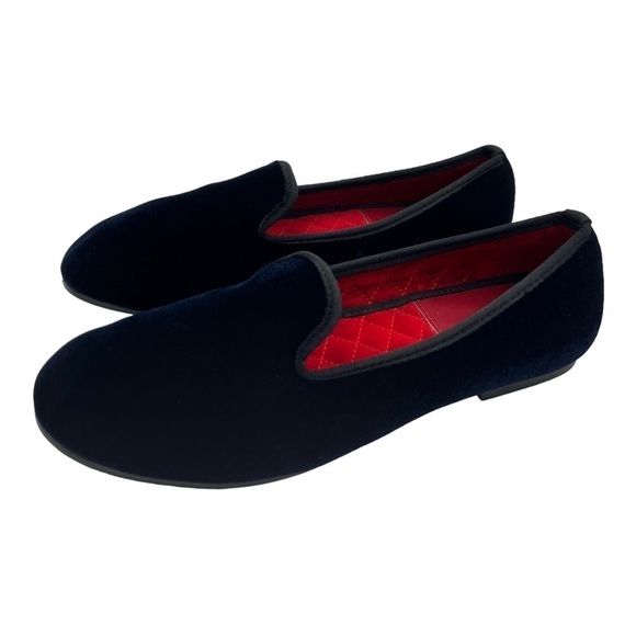 PIERGITAR Velvet Loafer Flat Navy Blue main image 7